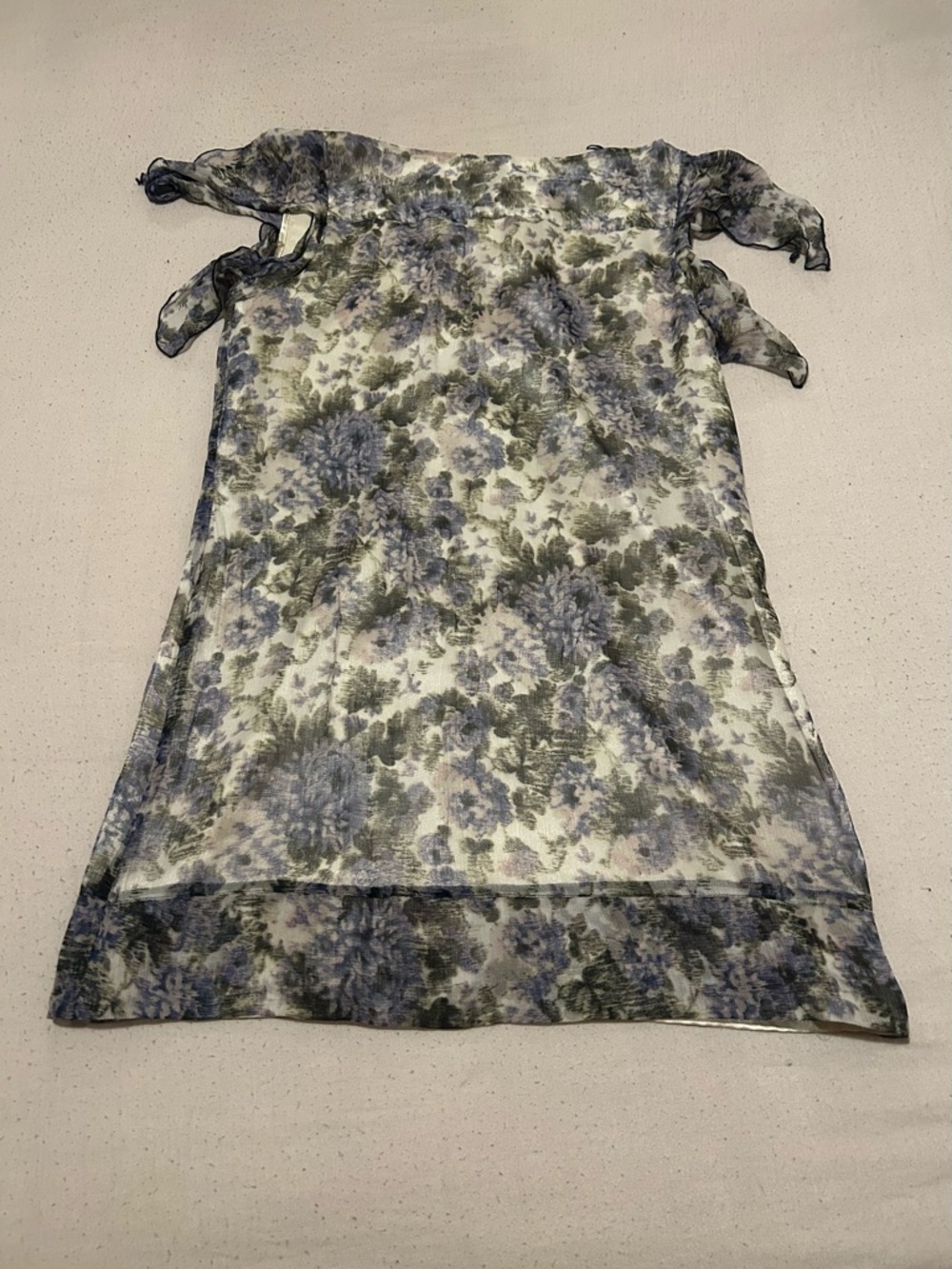 Guess by Marciano Blue and Green Floral Off-Shoulder Mini Dress